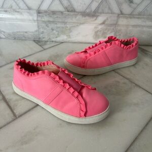 Size 7 Kate Spade New York Neon Pink Lance Ruffle Sneakers